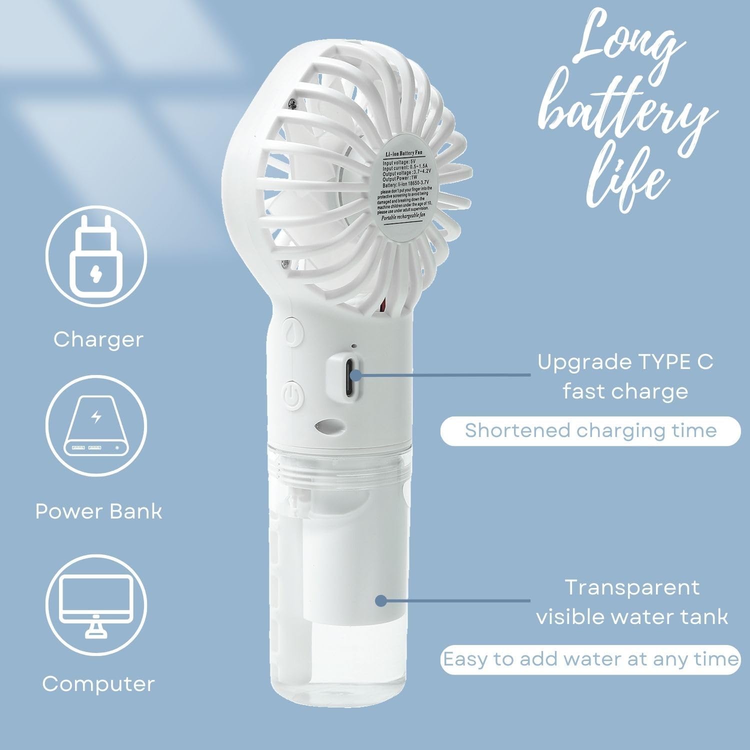 TropiCool Mini - Portable Spray Fan & Mist Humidifier